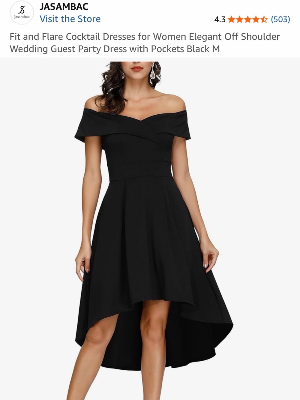 Jasambac Off-Shoulder Fit & Flare Cocktail Dress — Black